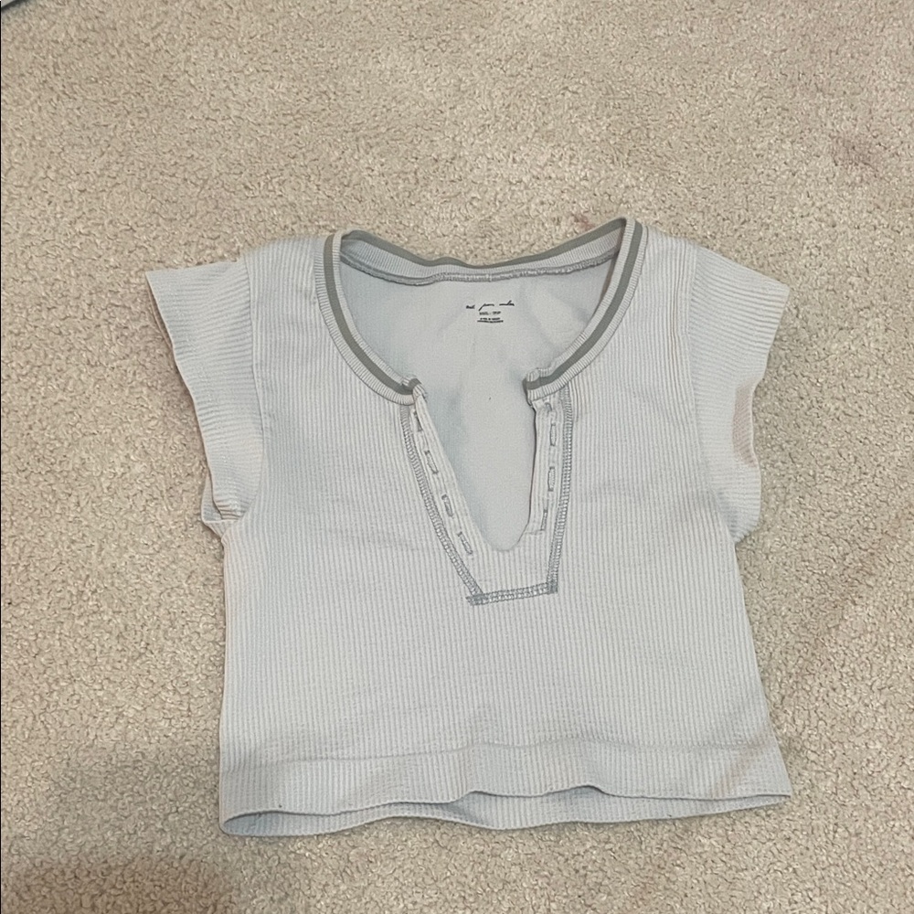 Urban Outfitters: White Ribbed Short Sleeve Top